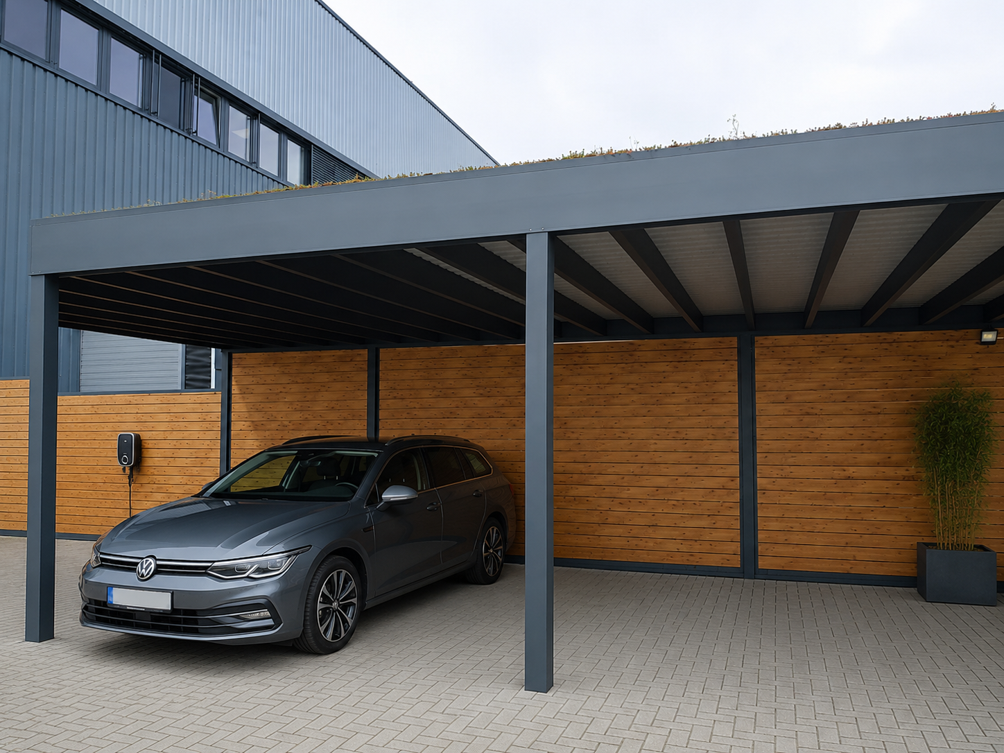 Holzcarport mit Flachdach